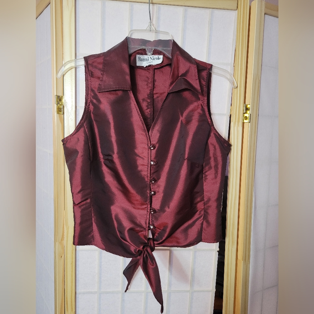Ronni Nicole Red silk vest